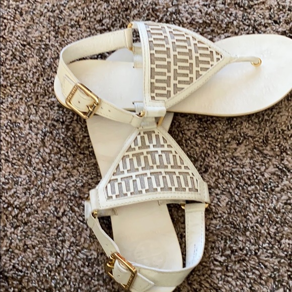 Tory Burch off white sandals. - Picture 2 of 3